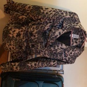 Leopard print pea coat